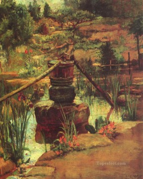  Fuente Arte - La fuente en nuestro jardín en Nikko John LaFarge Paisajes del río